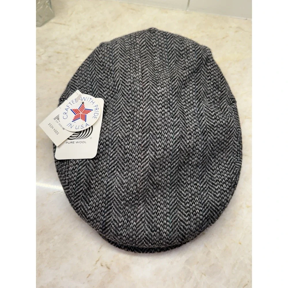 Brew with tags  Vintage Wool Blend Hat Tweed Newsboy Hat, Marked 7-7 1/8 M